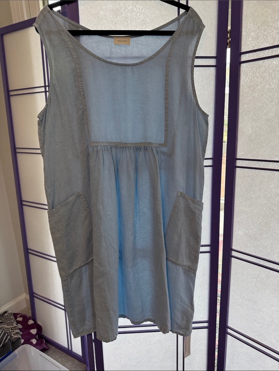 Poetry Dresses & Skirts - Poetry Pale Blue Sleeveless Shift with Front Pockets